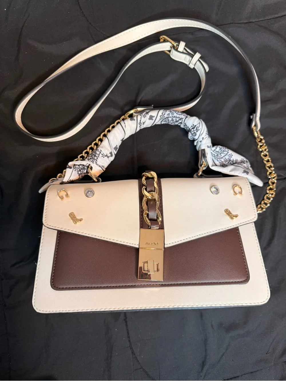 Aldo Leather Handbag White & Brown